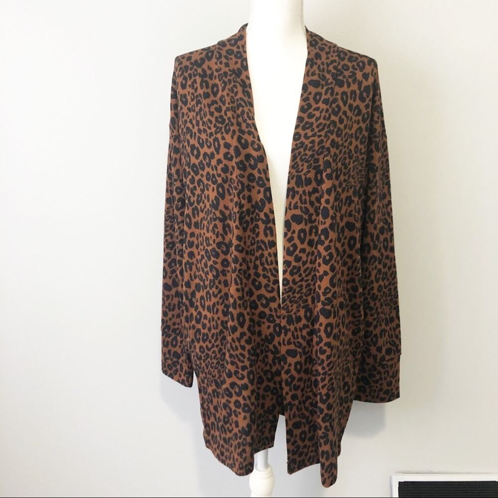 Anthro sanctuary brown leopard print open cardigan sweater small